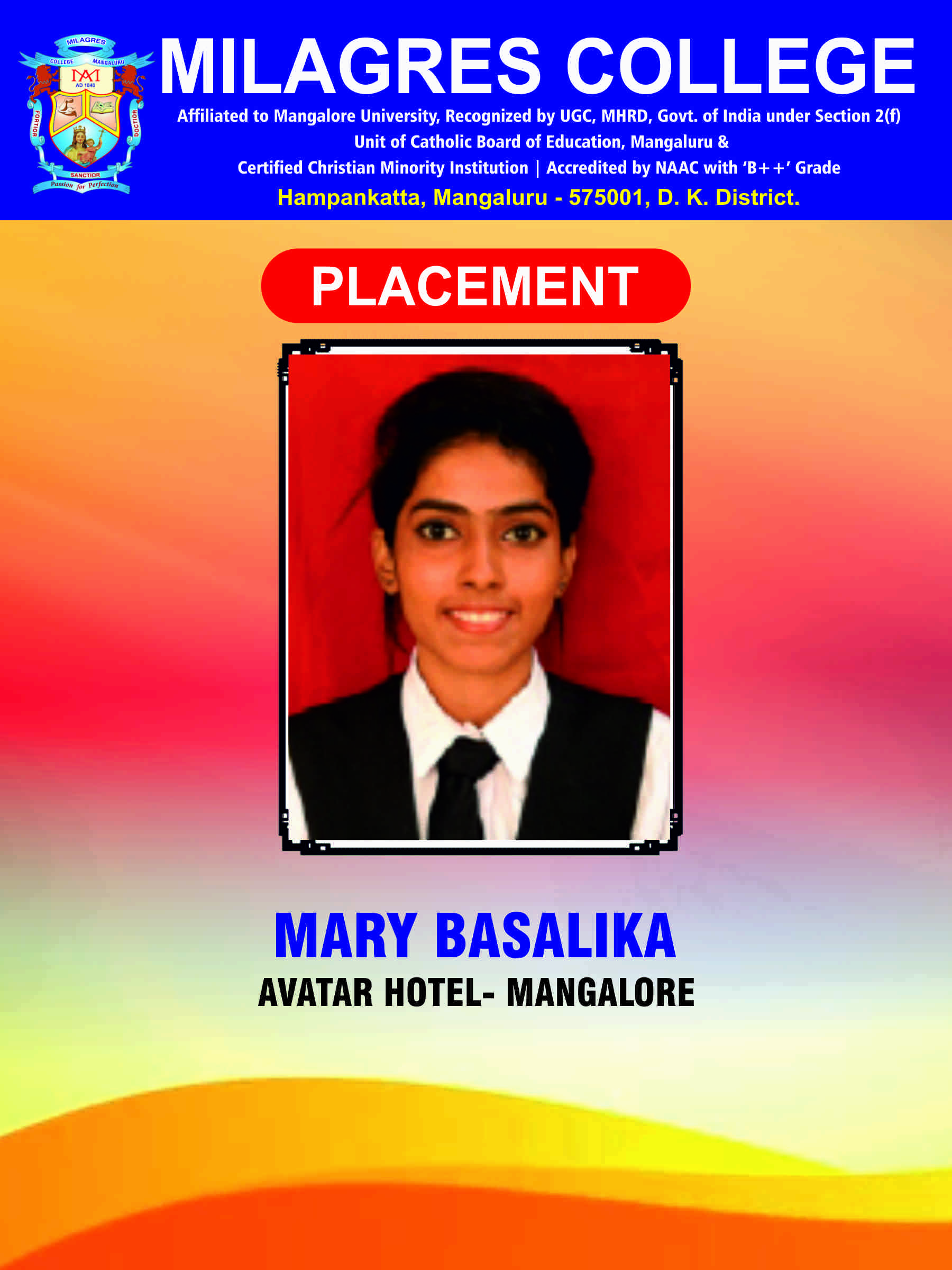 Successfully placed student